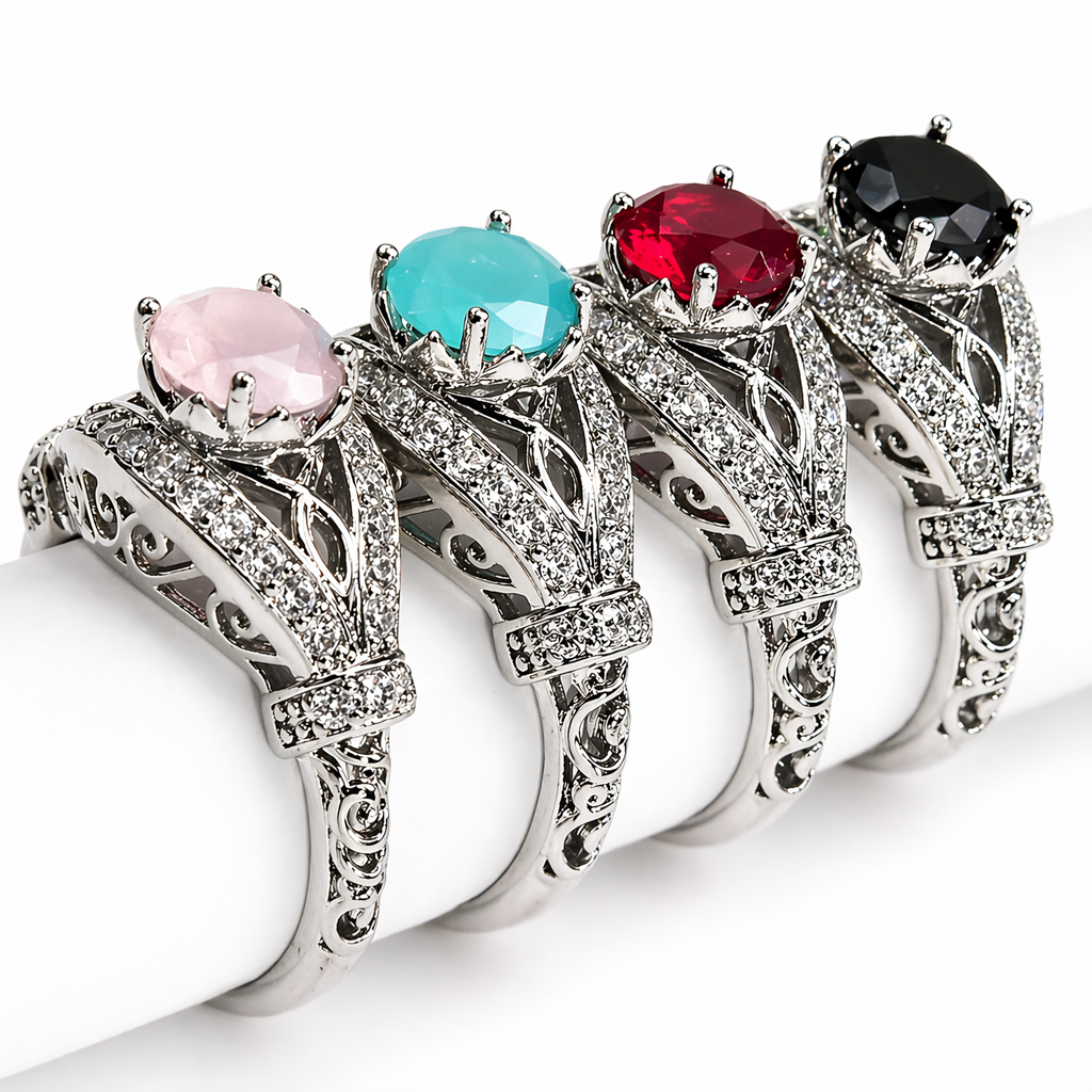 Vintage Elegance Gemstone Ring - Adjustable